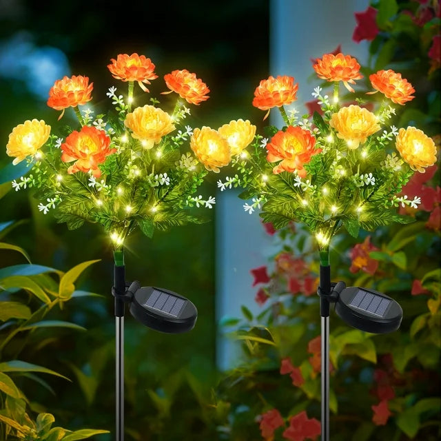 Qoosea Solar Lights Outdoor Waterproof, Yard Decorations Outdoor Solar Light up Flowers Solar Yard Lights, 2 Pack LED Outdoor Solar Flowers Lights for Yard Garden Patio Home Decor