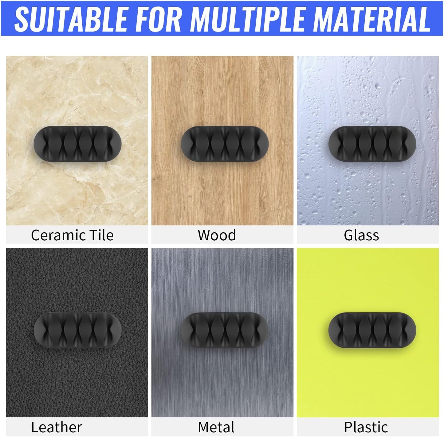 16 Pcs Cable Clips Self Adhesive (Black)