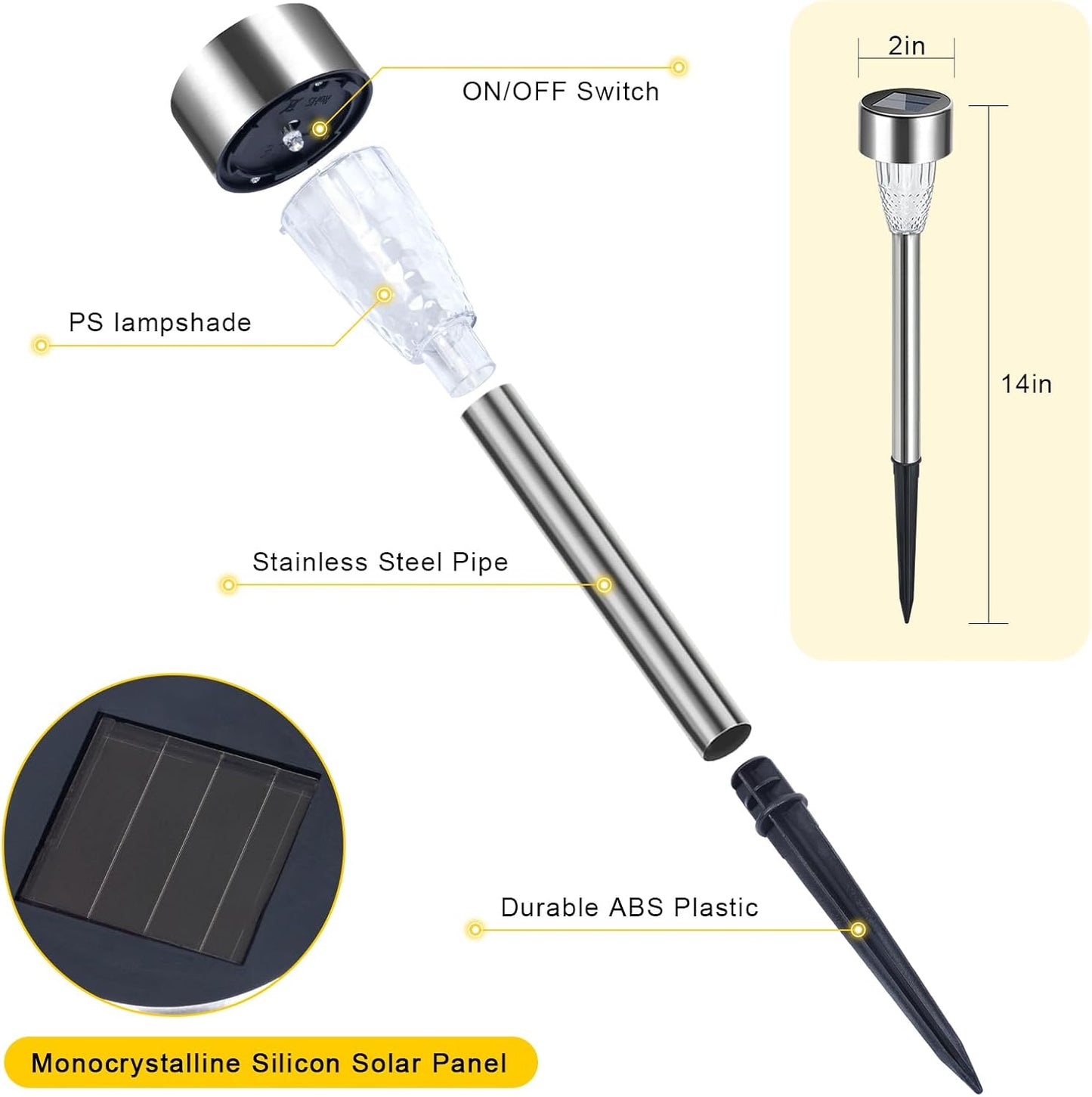 Qoosea 12 Pack Solar Lights Outdoor Lawn Lights for Outside PathwayYard with 150mAh