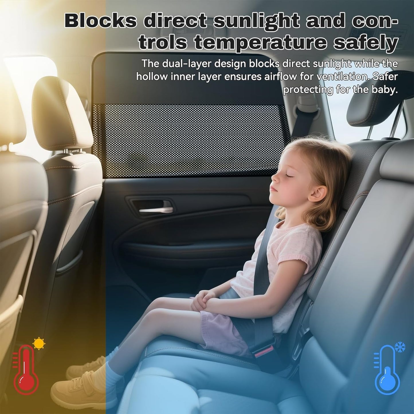 Qoosea 2-in-1 Magnetic Car Window Sunshade (2 Pack), UV Protection & Sunlight Blocking