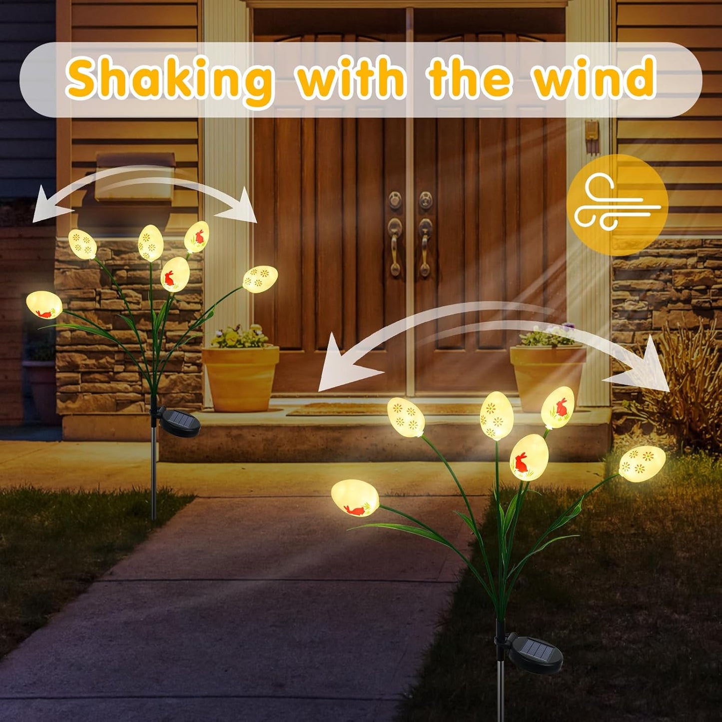 Qoosea Outdoor Solar Lights Garden Easter: Waterproof Easter Cracked Egg Solar Garden Lights