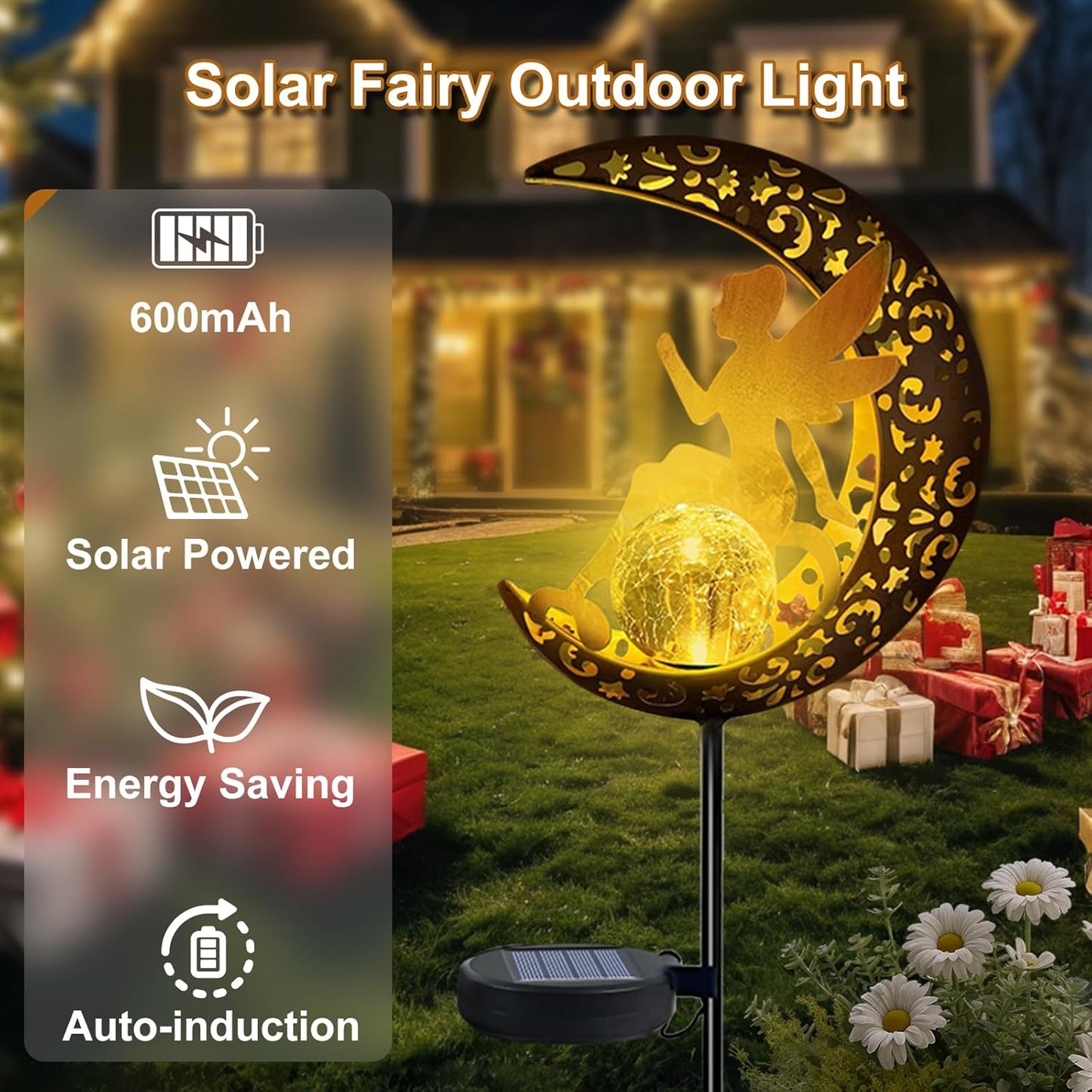 Qoosea Outdoor Solar Garden Lights Solar Garden Lights Color Changing for Wedding Christmas Lawn Backyard