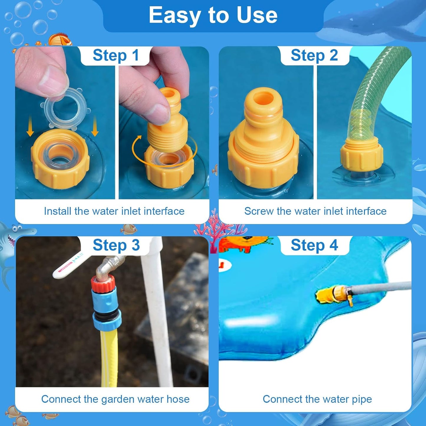 Qoosea Splash Pad for Kids 67" Inflatable Splash Pads for Toddlers 1-3 Summer Outdoor Fun Water Toys Sprinkler Pad Play