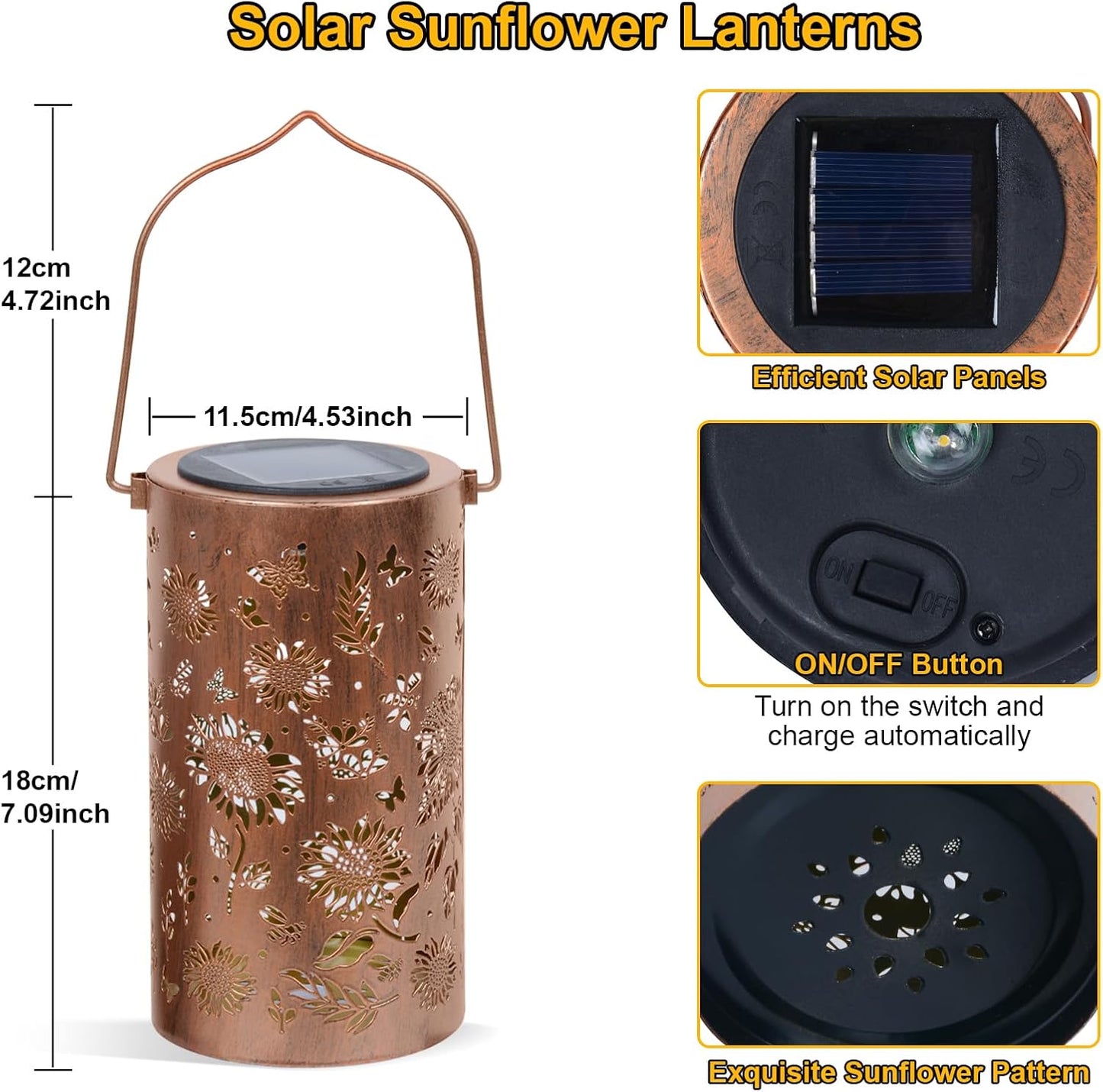 Qoosea Solar Sunflower Lanterns, Outdoor Waterproof Hanging Solar Garden Lights