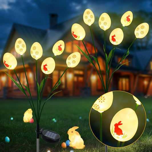 Qoosea Outdoor Solar Lights Garden Easter: Waterproof Easter Cracked Egg Solar Garden Lights