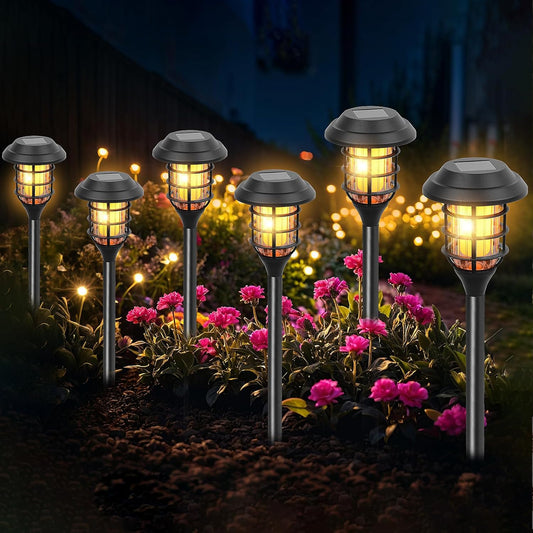 Qoosea Outdoor Solar Lights Waterproof 6 Pack : Solar Lights Outdoor for Garden Waterproof Garden