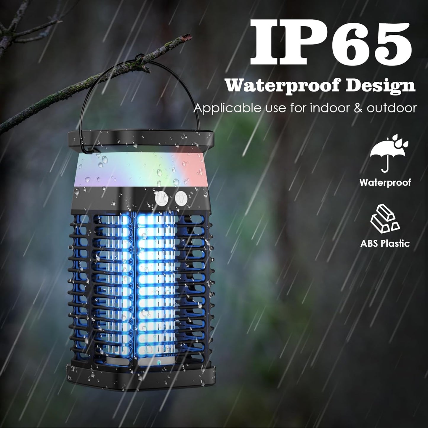 Qoosea Solar-Insektenvernichter Elektrische Bug Zapper Moskitolampe Indoor mit 4200V-Netz LED-Licht USB-C-Ladung