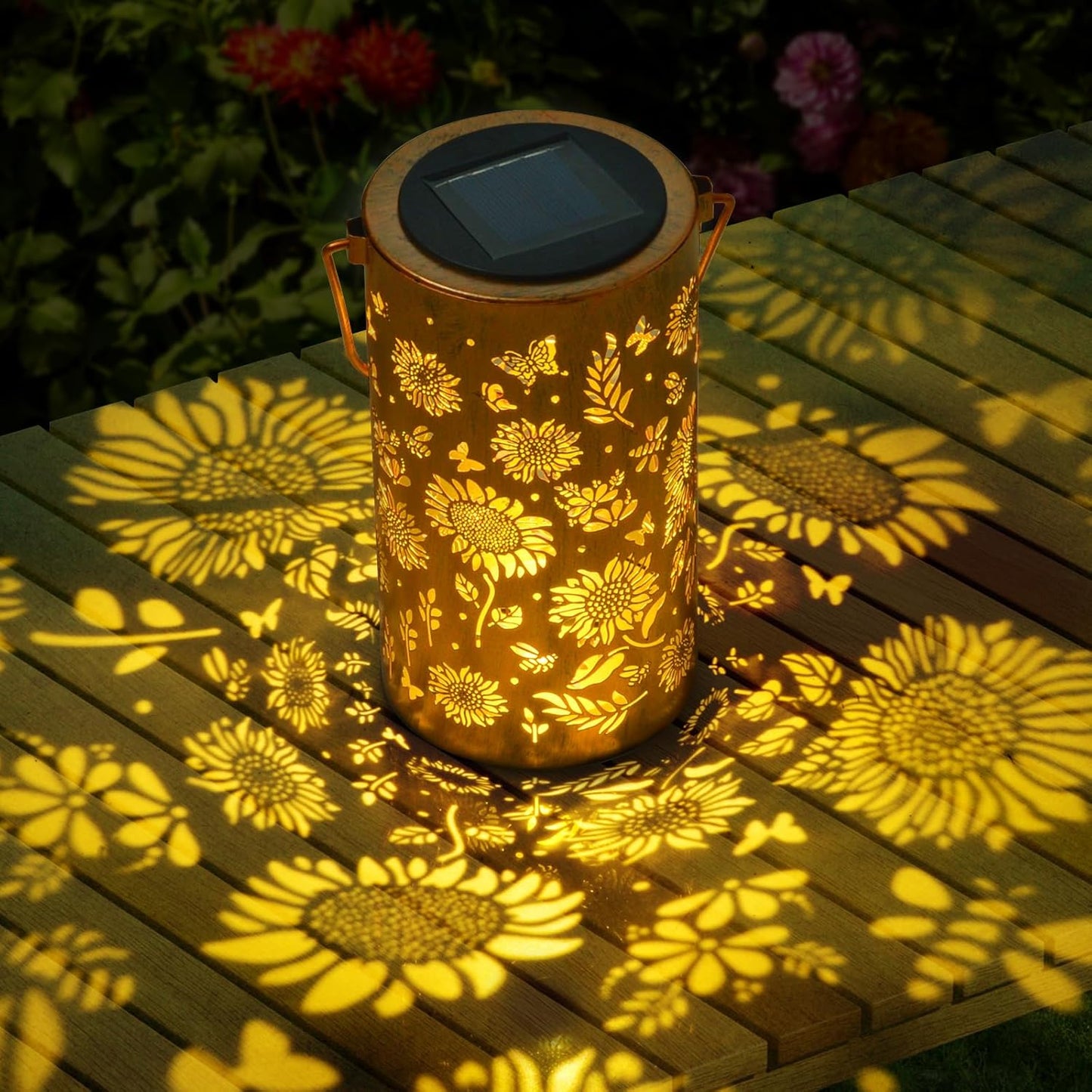 Qoosea Solar Sunflower Lanterns, Outdoor Waterproof Hanging Solar Garden Lights