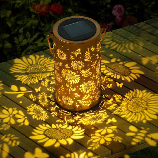 Qoosea Solar Sunflower Lanterns, Outdoor Waterproof Hanging Solar Garden Lights