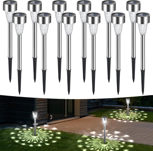 Qoosea 12 Pack Solar Lights Outdoor Lawn Lights for Outside PathwayYard with 150mAh