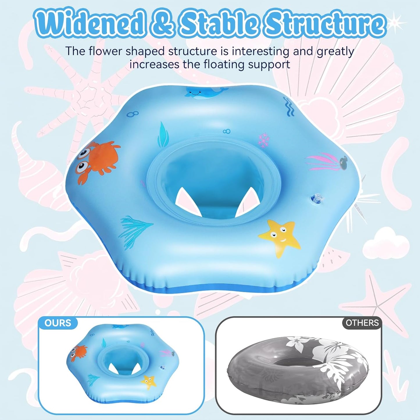 oosea Baby Pool Float Baby Swimming Ring with Patch