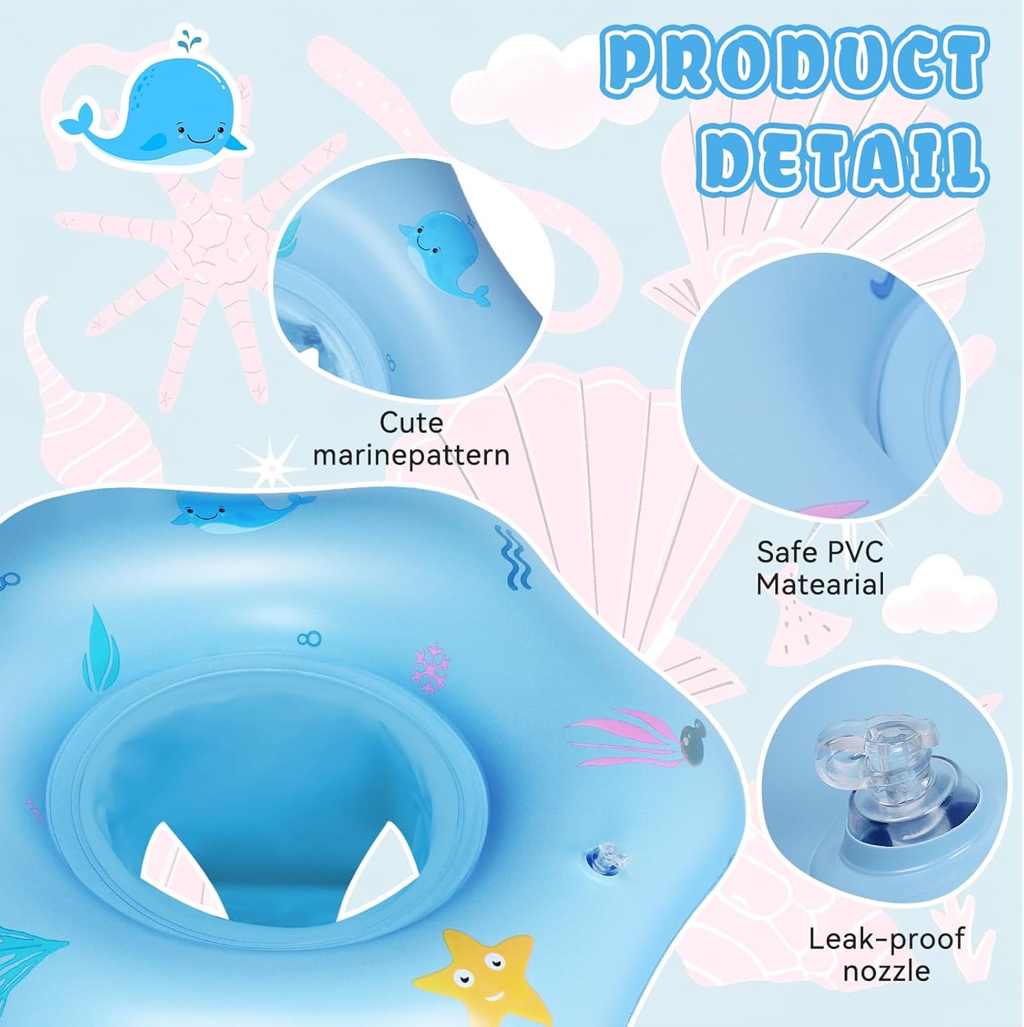 oosea Baby Pool Float Baby Swimming Ring with Patch