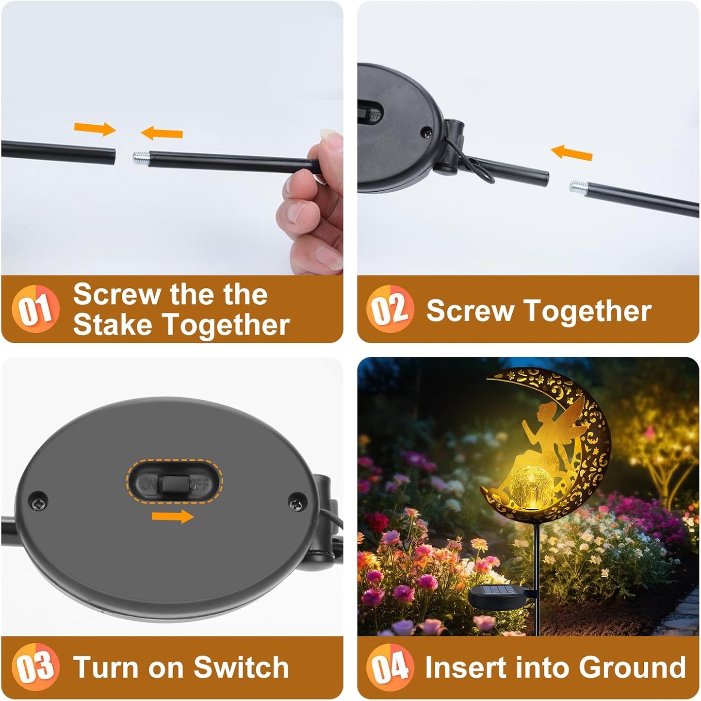 Qoosea Outdoor Solar Garden Lights Solar Garden Lights Color Changing for Wedding Christmas Lawn Backyard