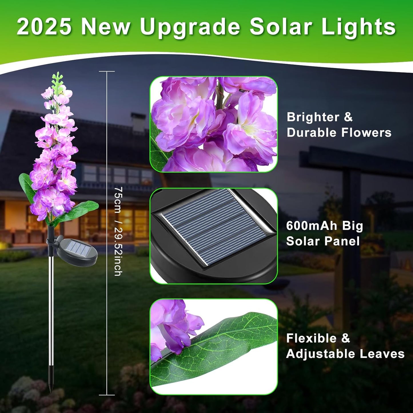 Qoosea 4 Pack Outdoor Waterproof Solar Lights Garden Colorful Light
