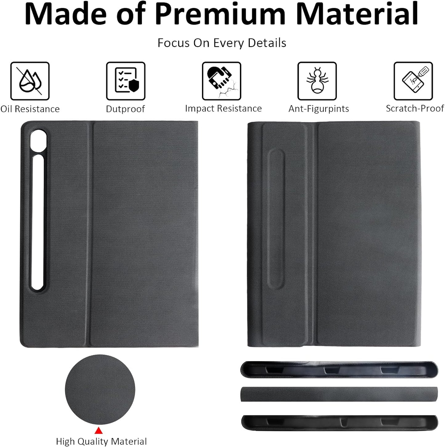 For Samsung Galaxy Tab S9 Plus Keyboard Case with Pen Holder Bluetooth