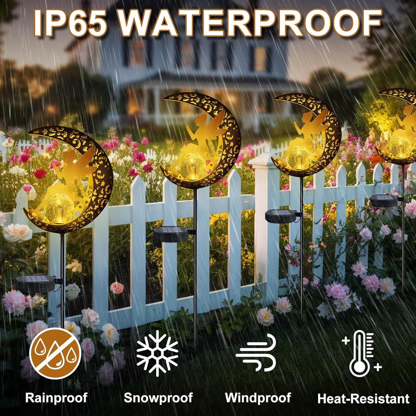 Qoosea Outdoor Solar Garden Lights Solar Garden Lights Color Changing for Wedding Christmas Lawn Backyard