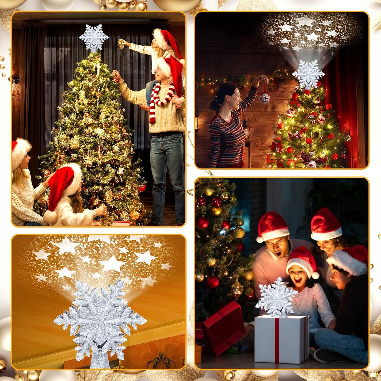 Christmas Tree Topper Lighted, Rotating Star Pattern Projector