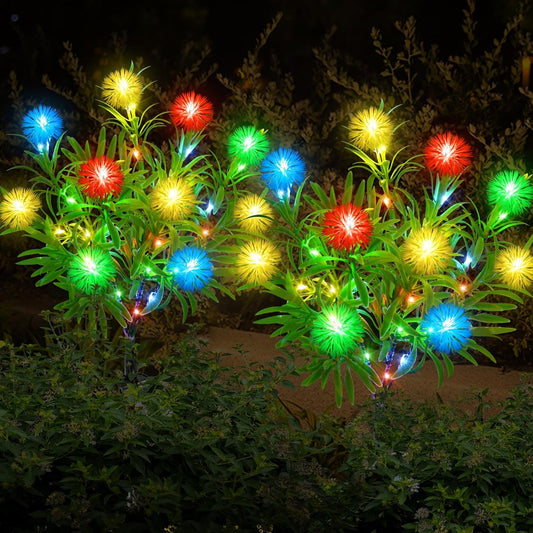 Qoosea Solar Lights Outdoor: Solar Garden Lights 2 Pack Pathway Outdoor Waterproof