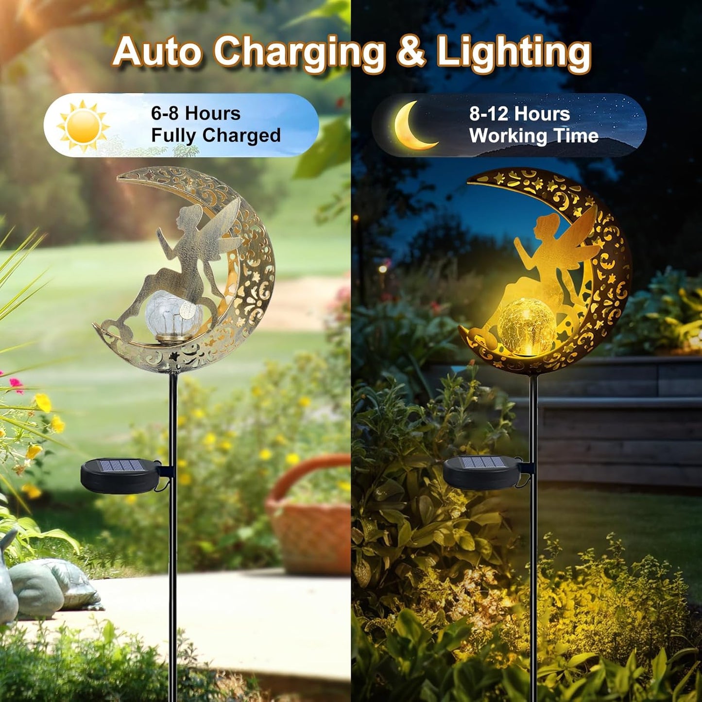 Qoosea Outdoor Solar Garden Lights Solar Garden Lights Color Changing for Wedding Christmas Lawn Backyard