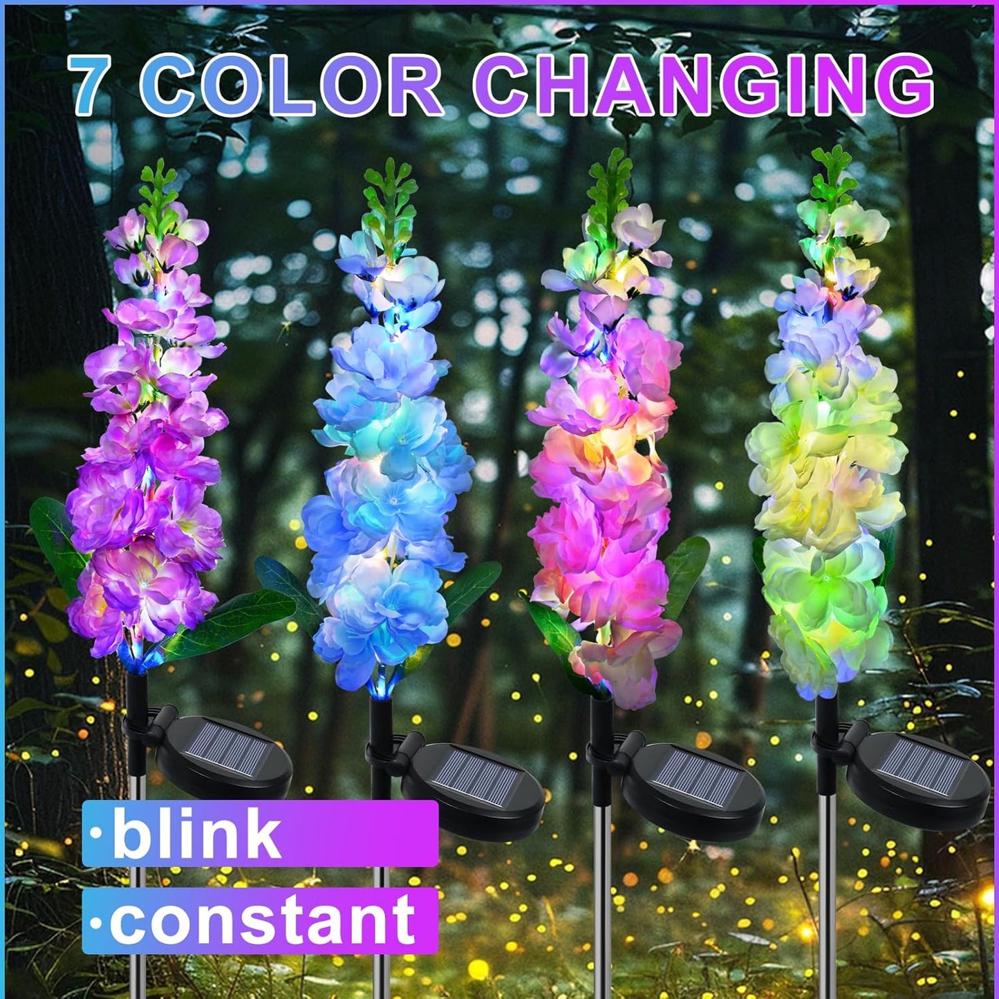 Qoosea 4 Pack Outdoor Waterproof Solar Lights Garden Colorful Light