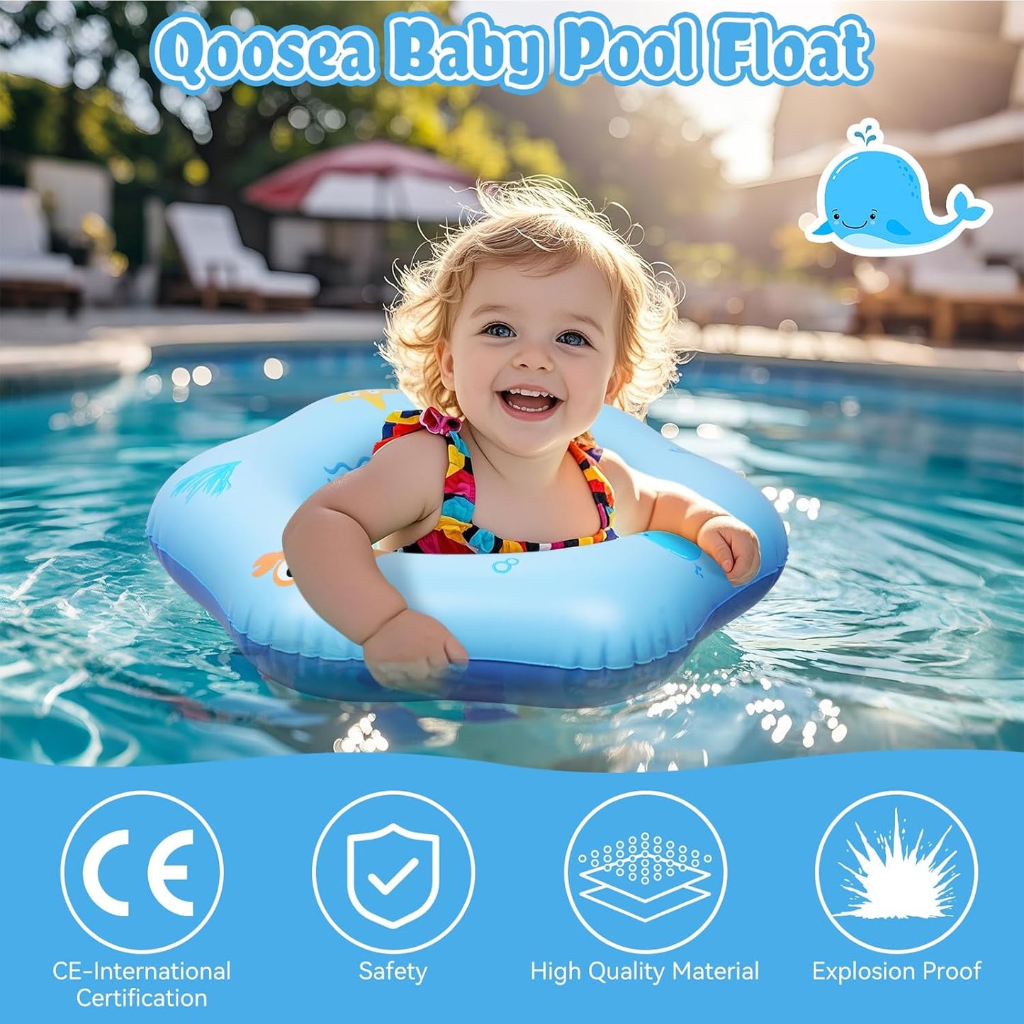oosea Baby Pool Float Baby Swimming Ring with Patch