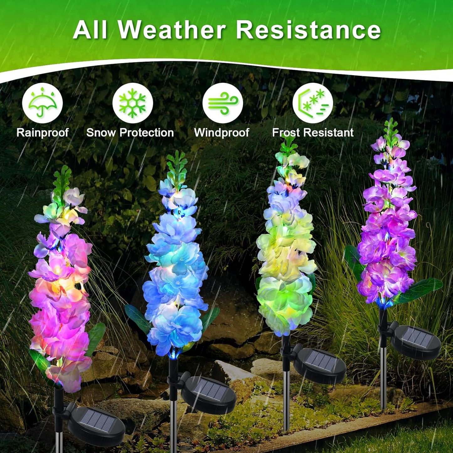 Qoosea 4 Pack Outdoor Waterproof Solar Lights Garden Colorful Light
