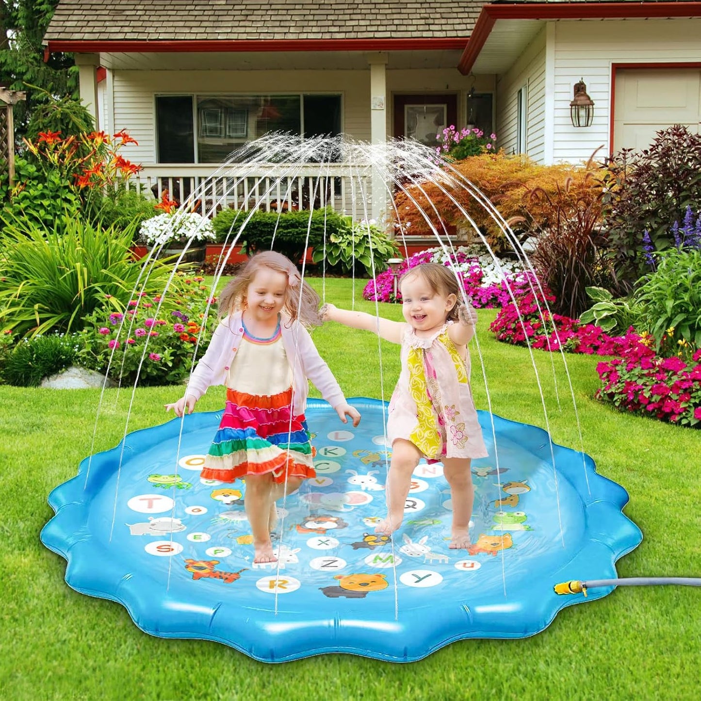 Qoosea Splash Pad for Kids 67" Inflatable Splash Pads for Toddlers 1-3 Summer Outdoor Fun Water Toys Sprinkler Pad Play