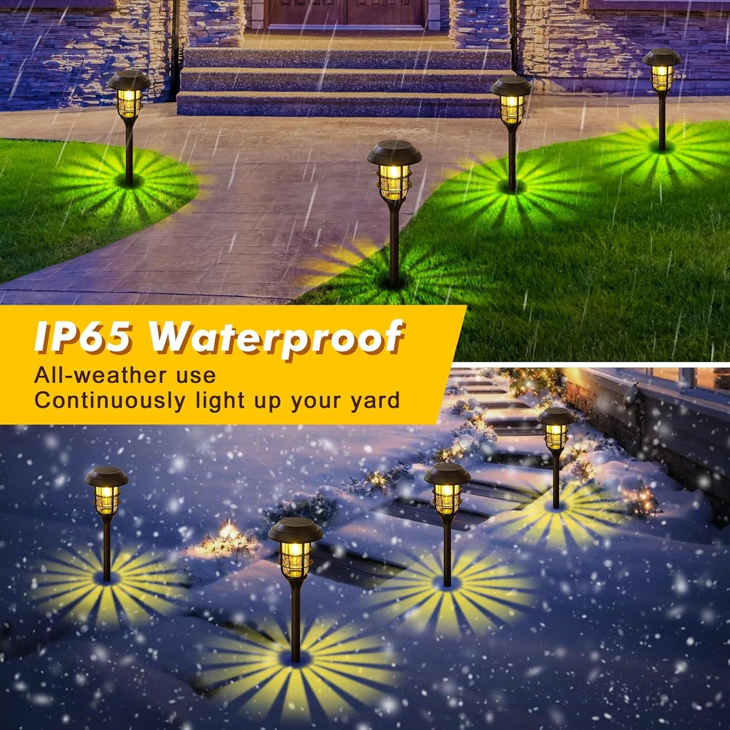 Qoosea Solar Lights Outdoor: Solar Garden Lights 4 Pack Pathway Lights Outdoor Waterproof