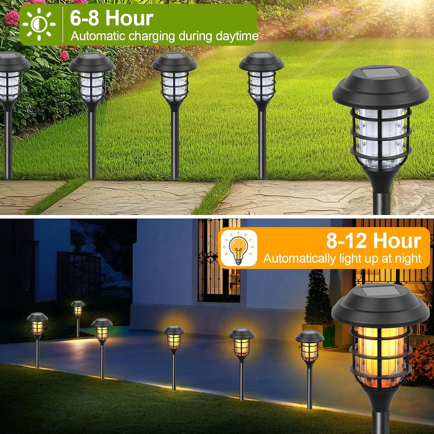 Qoosea Outdoor Solar Lights Waterproof 6 Pack : Solar Lights Outdoor for Garden Waterproof Garden