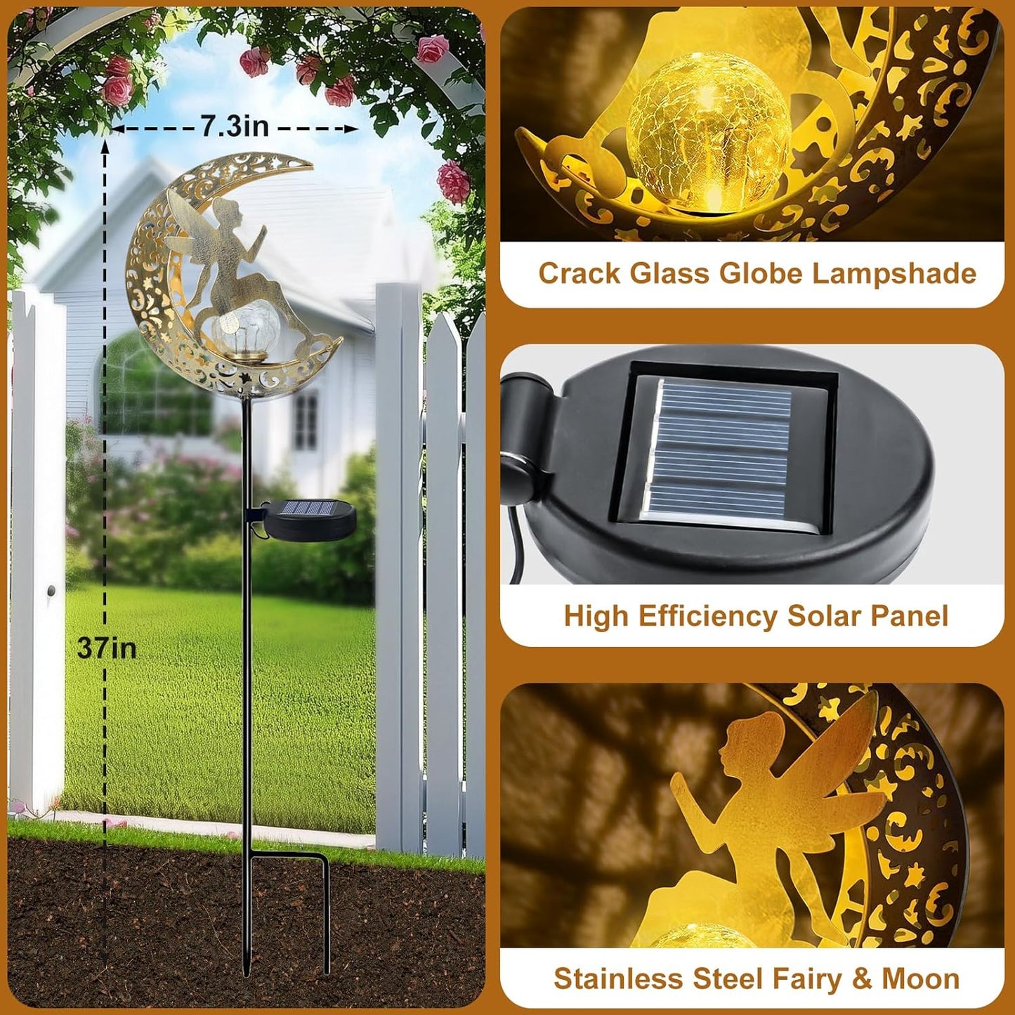 Qoosea Outdoor Solar Garden Lights Solar Garden Lights Color Changing for Wedding Christmas Lawn Backyard