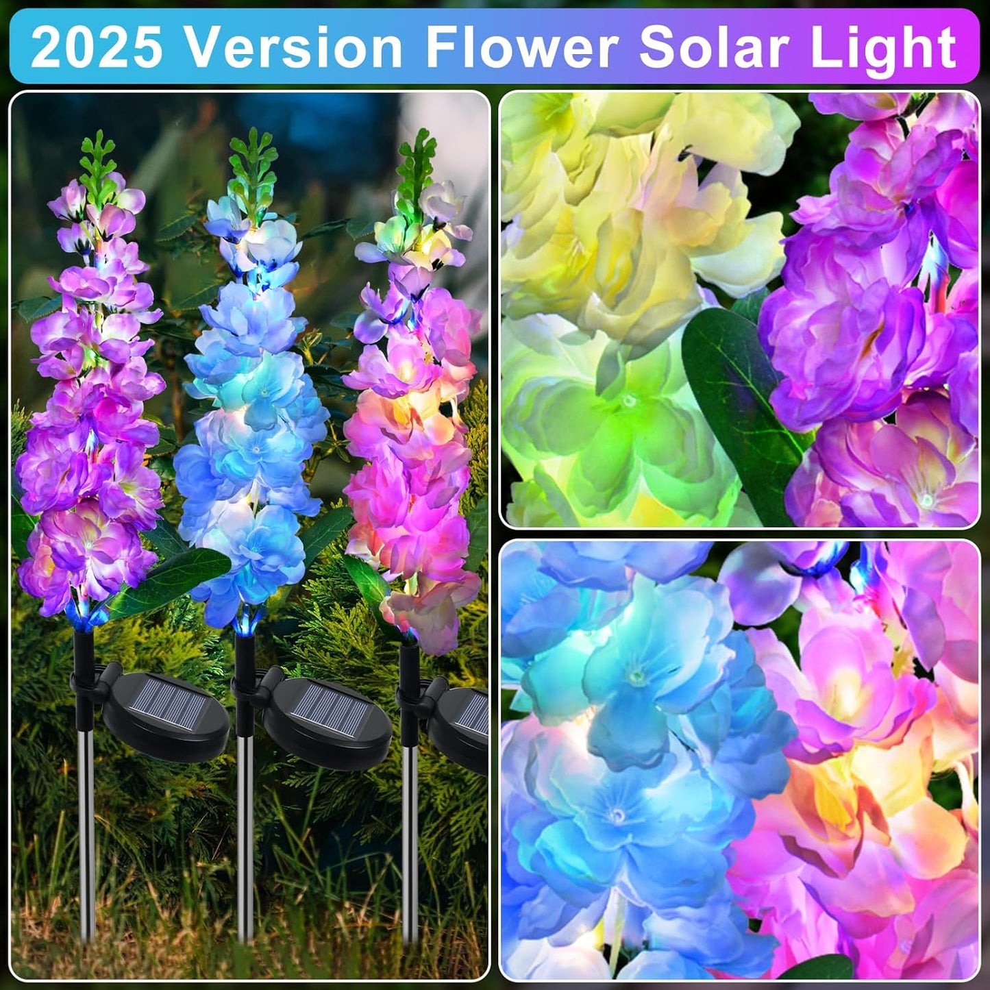 Qoosea 4 Pack Outdoor Waterproof Solar Lights Garden Colorful Light
