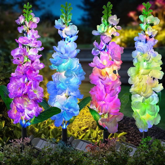 Qoosea  4 Pack Outdoor Waterproof Solar Lights Garden Colorful Light