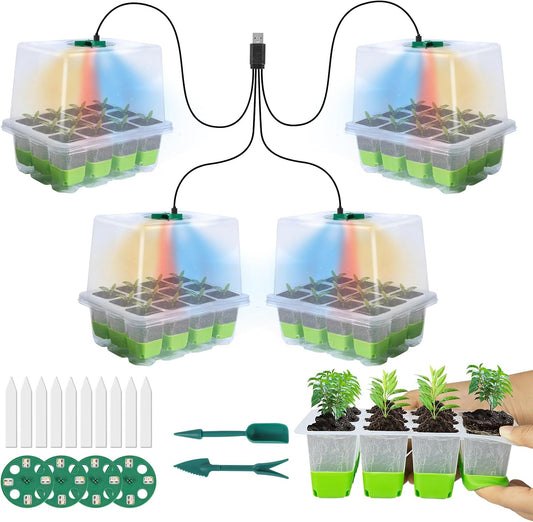 Qoosea Bandejas Semillas de Germinacion con Luces de Cultivo