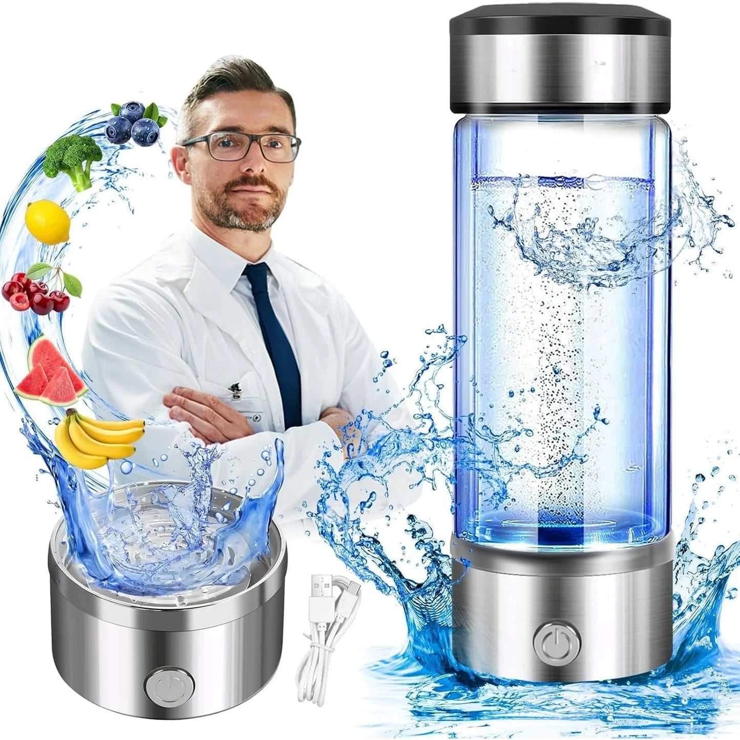 Hydrogen Water Bottle Generator, 3 Mins Portable SPE/PEM Technology, Hydrogen Water Ionizer Machine, Suitable for Travel Exercise Home Fathers Day Gifts
