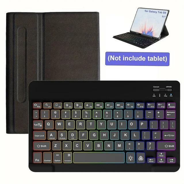 Qoosea for Samsung Galaxy Tab S9 Keyboard Case Wireless with S Pen Holder Bluetooth 7 Colors Backlit Detachable Keyboard for Galaxy Tab S9 11 inch with Magnetically Black