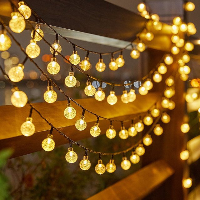 Qoosea Solar String Lights Outdoor Waterproof 38FT LED Patio Lights Solar Powered