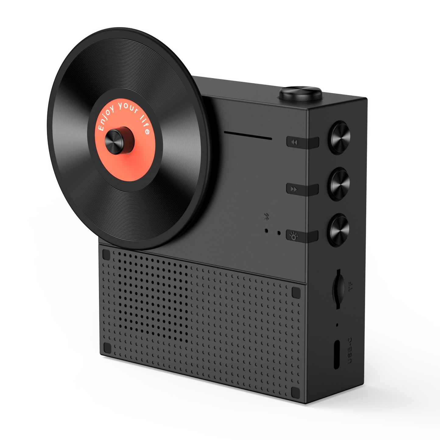 Qoosea Vinyl Record Player with Build in Speakers Vintage Portable Turntable Supports Bluetooth Receiver USB Input,AUX Input and Headphone Jack Black
