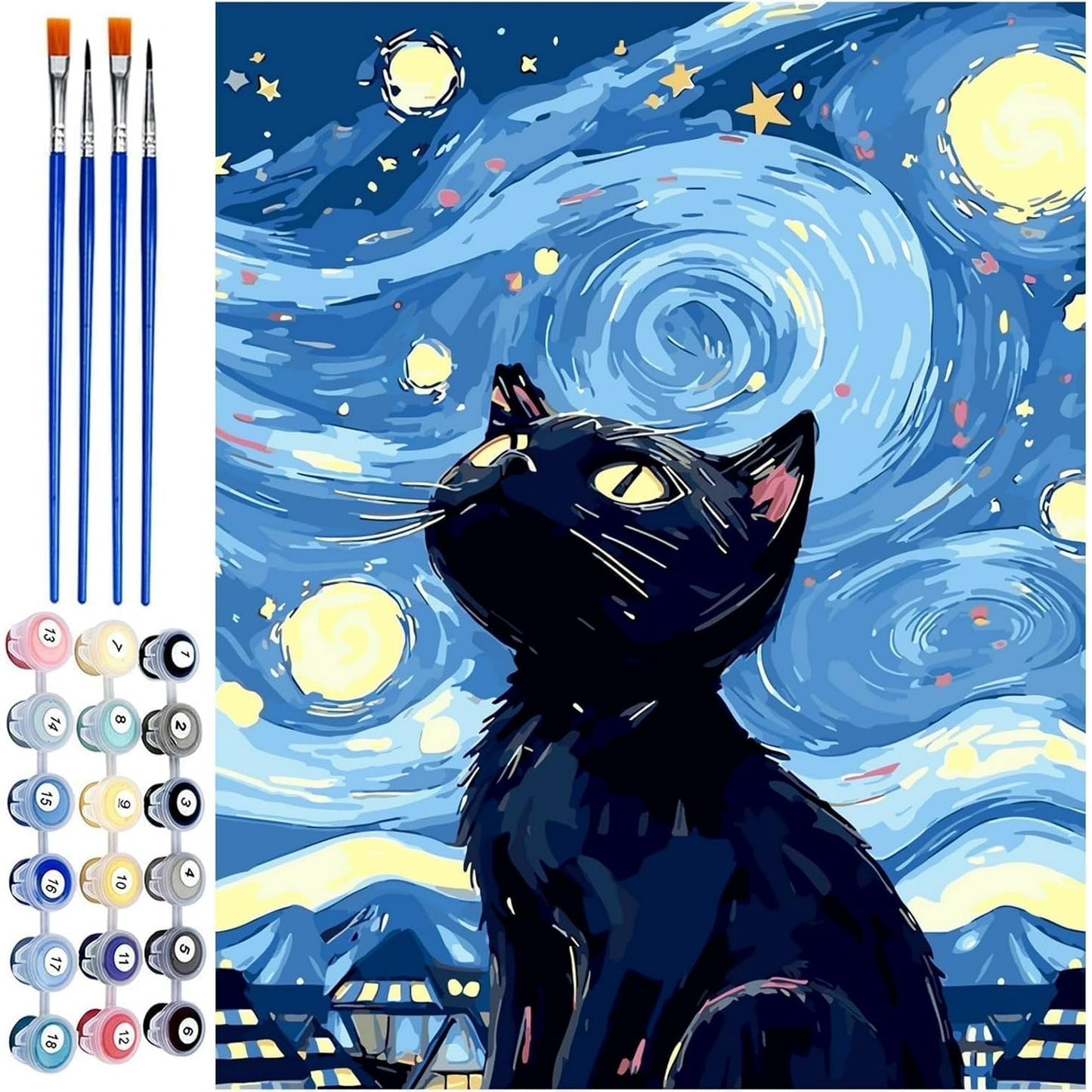Qoosea Paint by Numbers Kit for Adults,Diamond Art Kits, Crafts DIY Paint by Numbers Kits for Beginners with Wooden Easel, Paint Brushes, Acrylic Paint Set for Home Wall Decor, 9 * 12 Inch