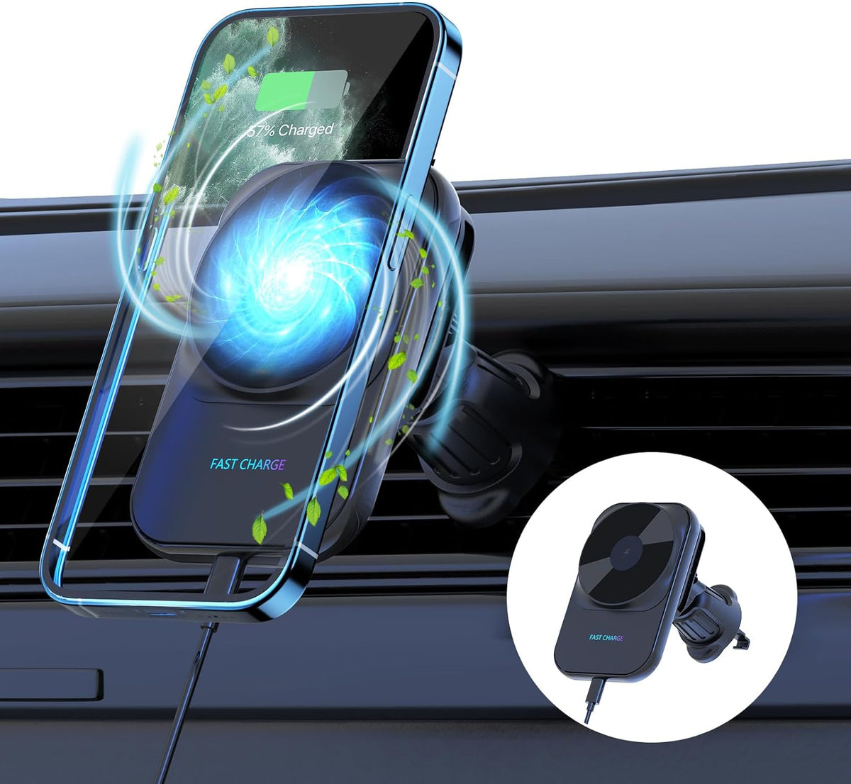 Wireless Car Charger Mount for iPhone Magnetic with Semiconductor Cooling