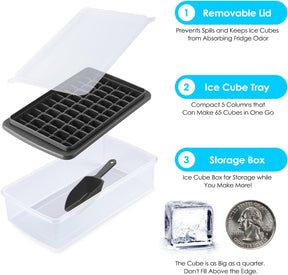 Ice Cube Tray with Lid and Storage Bin BPA Free Black