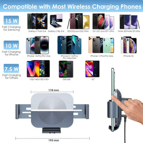 15W Qi Car Phone Holder With Charging Function Dual Coil