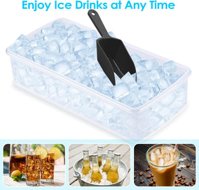 Ice Cube Tray with Lid and Storage Bin BPA Free Black