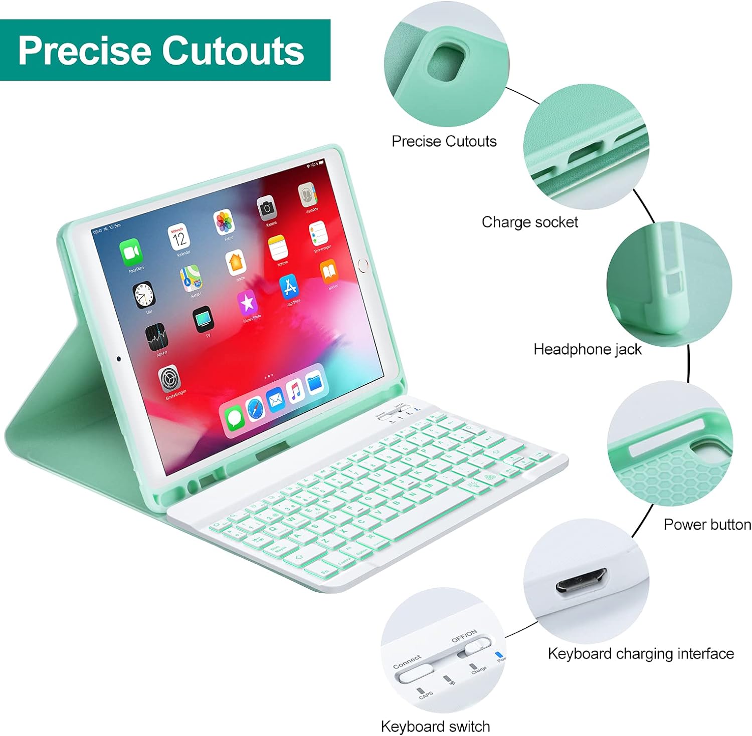 Spanish Keyboard Case for iPad 10.2" 9th 2021/ 8th Gen / 2020/7th Gen 2019/ iPad Pro 10.5/iPad Air 3