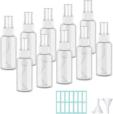 10 x 50ml Empty Clear Fine Mist Spray Bottles with 2pcs Funnels and 14pcs Labels