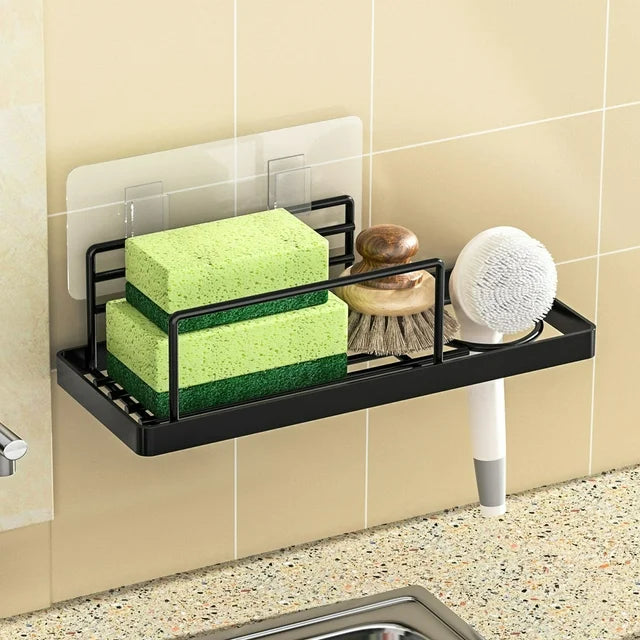 Kitchen Organizers and Storage Sponge Holder for Kitchen Sink Spice Rack, Wall-Mounted No-Drill Multifunctional Storage Rack