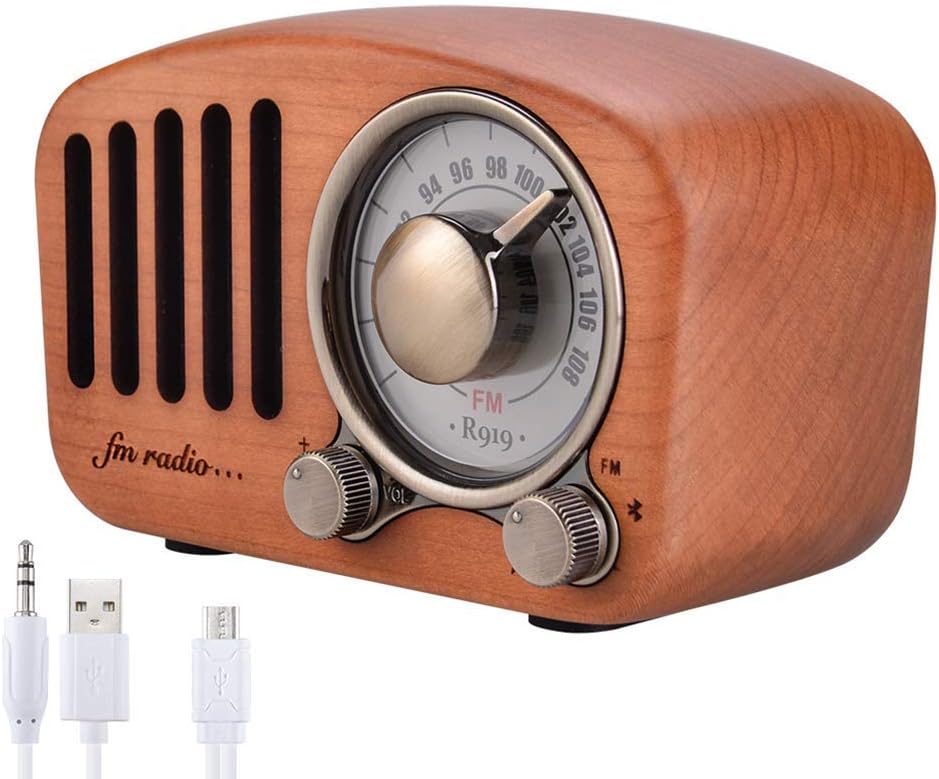 Portable Radio Bluetooth Speaker Handmade Retro Wooden