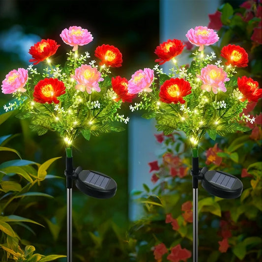 Qoosea Solar Lights Outdoor Waterproof, Yard Decorations Outdoor Solar Light up Flowers Solar Yard Lights, 2 Pack Outdoor Solar Flowers Lights for Yard Garden Patio Home Decor