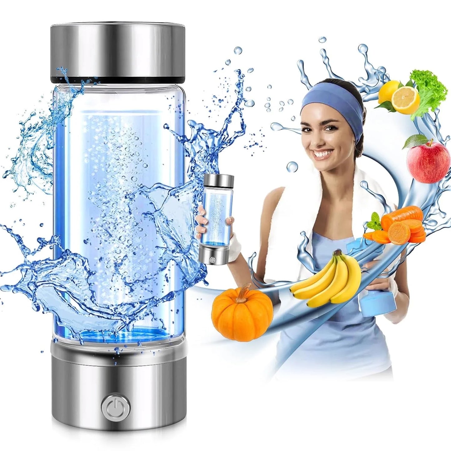 Qoosea Hydrogen Water Bottle 3 Mins Hydrogen Water Bottle Generator Portable SPE PEM Technology Water Ionizer Gifts for Women Men Suitable for Travel Exercise Home