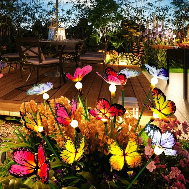 Qoosea Solar Garden Lights Swaying Butterfly Light, Solar Outdoor Lights, Yard Patio Pathway Decoration, High Flexibility Iron Wire & Realistic Butterflies (4 Pack)