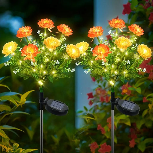 Qoosea Solar Lights Outdoor Waterproof, Yard Decorations Outdoor Solar Light up Flowers Solar Yard Lights, 2 Pack LED Outdoor Solar Flowers Lights for Yard Garden Patio Home Decor